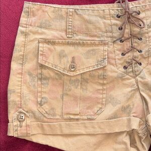 Denim & Supply Ralph Lauren Lace-Up Tan Camo Cargo Short Shorts Low Waisted